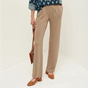 J. Jill Wearever Pleated Trousers In Light Toffee Ottoman 264221‎ Size Large